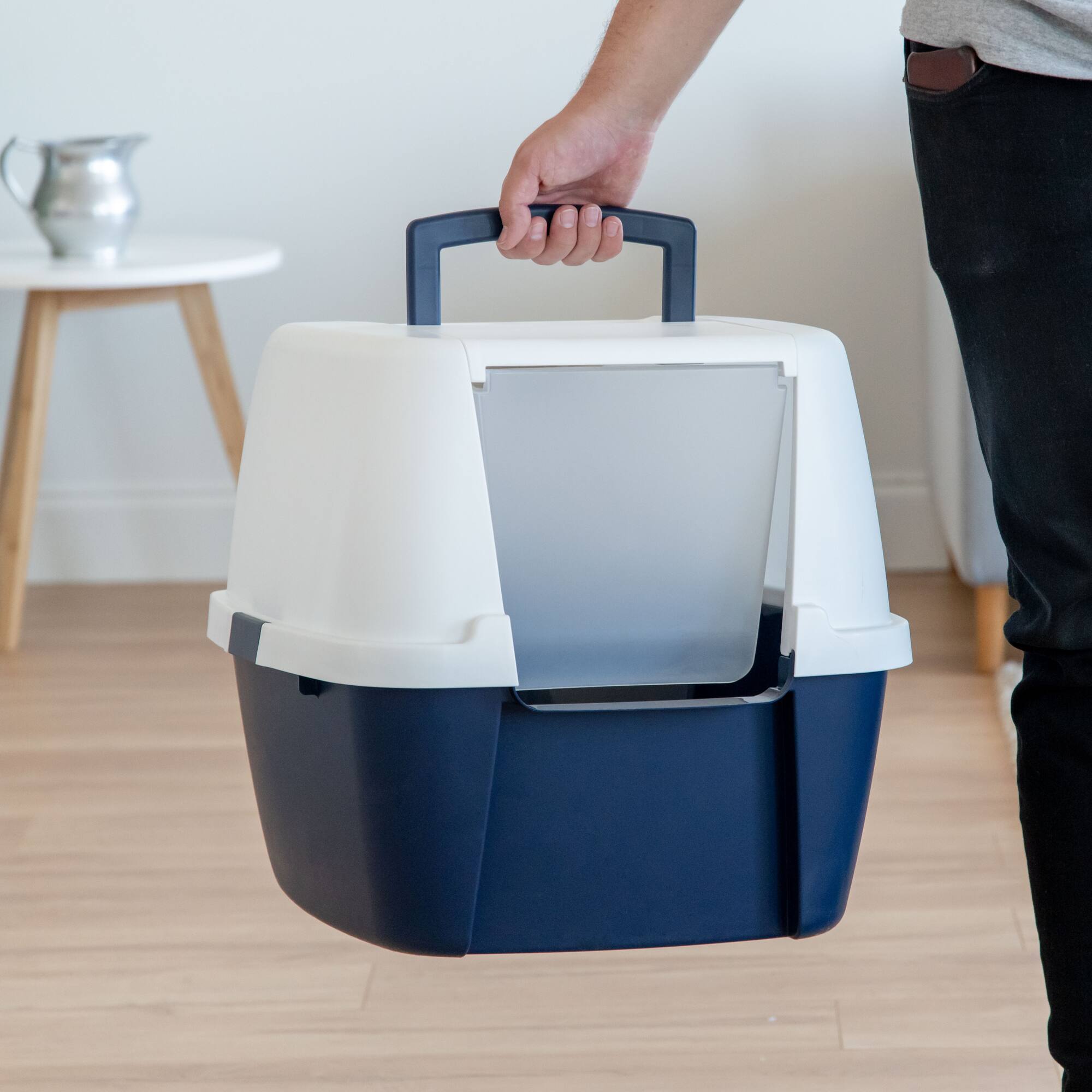 IRIS® 31qt. Blue Cat Litter Box with Hooded Lid